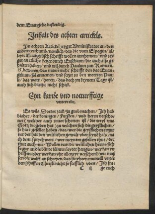 Inhalt des achten artickels.