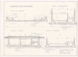 Überbrückung der Havel bei Konradshöhe oder Hakenfelde, Berlin-Spandau Schinkelwettbewerb 1970: Tunnelanlage: Querschnitte 1:100