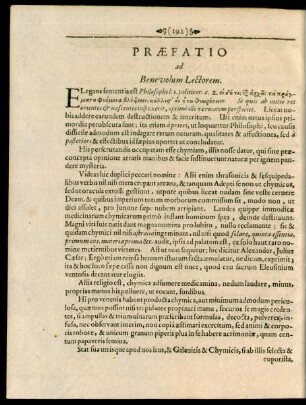 Praefatio ad Benevolum Lectorem.