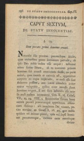 Caput Sextum, De Stativ Innocentiae.
