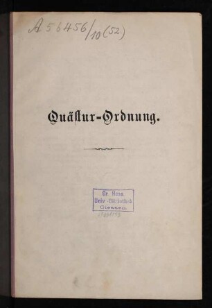 Quästur-Ordnung