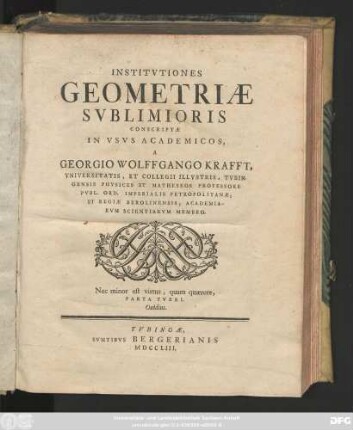 Institvtiones Geometriæ Svblimioris