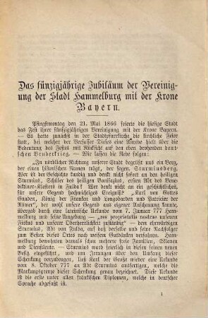 Chronik der Kriegs-Ereignisse in der Stadt Hammelburg : 1866