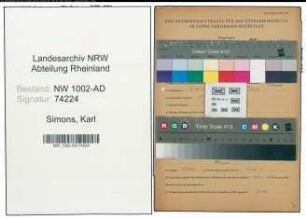 Entnazifizierung Karl Simons, geb. 02.10.1908 (Staedt.Angest.)