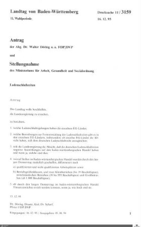 Antrag der FDP: Ladenschlußzeiten