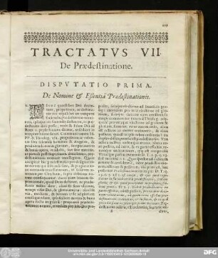 Disputatio Prima. De Nomine & Eßentiâ Praedestinationis.