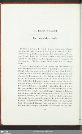 III. Renaissance