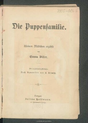 Die Puppenfamilie : kleinen Mädchen erzählt