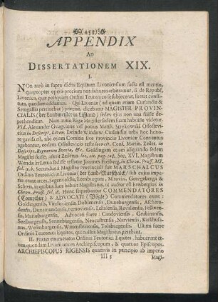 Appendix Ad Dissertationem XIX.