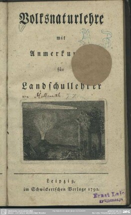 Volksnaturlehre : mit Anmerkungen für Landschullehrer