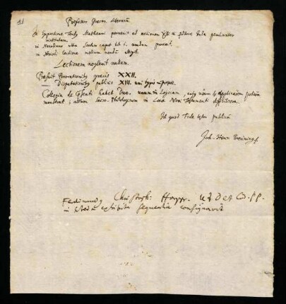 Johann Heinrich Breuning, 1684 [(1650-1686), Professor für Griechisch 1684-1686]
