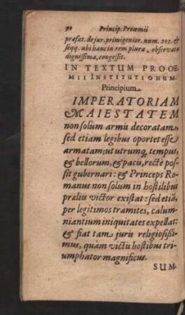 In textum prooemii Institutionum. Principium. Imperatoriam Maiestatem