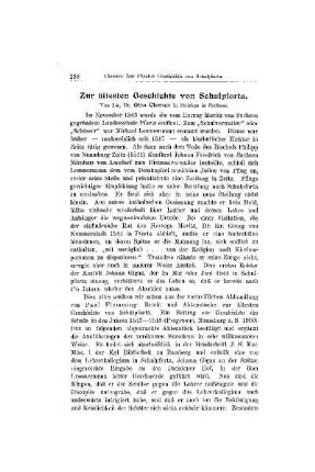 Zur ältesten Geschichte von Schulpforta : (Kleinere Beiträge)