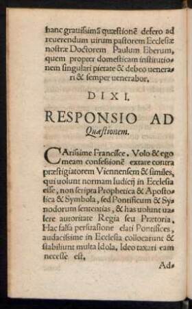 Responsio Ad Quaestionem.