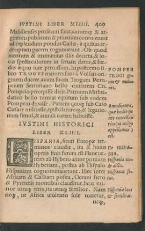 Iustini Historici Liber XLIIII.