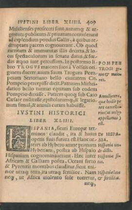 Iustini Historici Liber XLIIII.