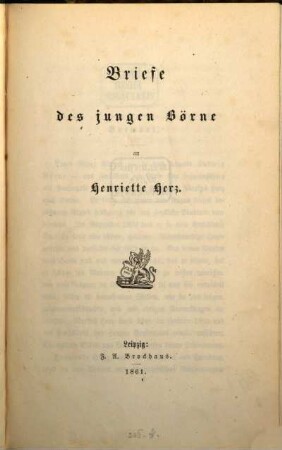 Briefe des jungen Börne an Henriette Herz
