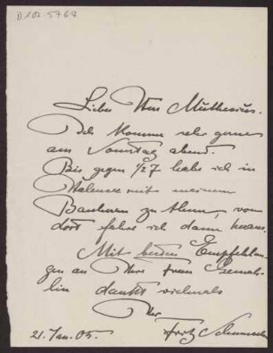 Schreiben an Hermann Muthesius (Brief)