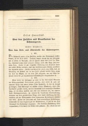 Erstes Hauptstück. Von den Zufällen und Krankheiten der Schwangeren.