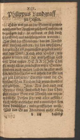 XCI. Philippus Landgraff zu Hessen.