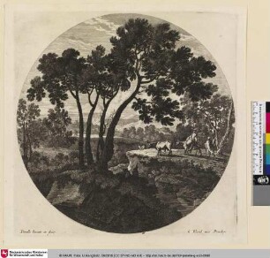 [Waldlandschaft mit einem Hirten und seinen Rindern]
