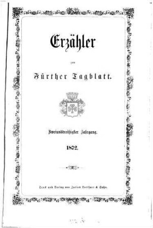 Fürther Tagblatt. Erzähler. 1872 = Jg. 32