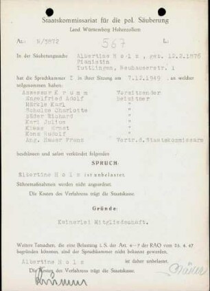 Holz, Albertine