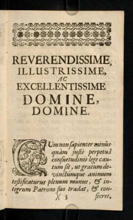 3r-5v, Reverendissime, Illustrissime, Ac Excellentissime ...