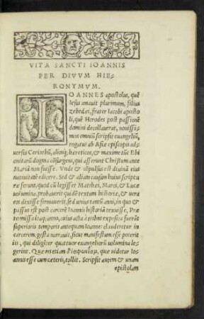 Vita Sancti Ioannis Per Divum Hieronymum.