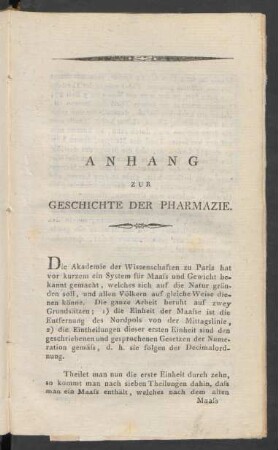 Anhang Zur Geschichte Der Pharmazie