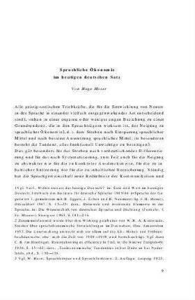 Sprachliche Ökonomie im heutigen deutschen Satz