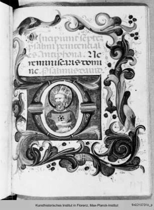 Officium Beatae Mariae Virginis : Folio mit Randbordüre, Text und historisierter Initiale D mit König David