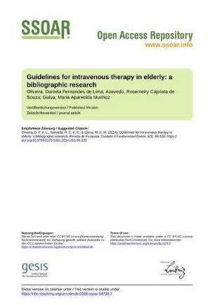 Guidelines for intravenous therapy in elderly: a bibliographic research