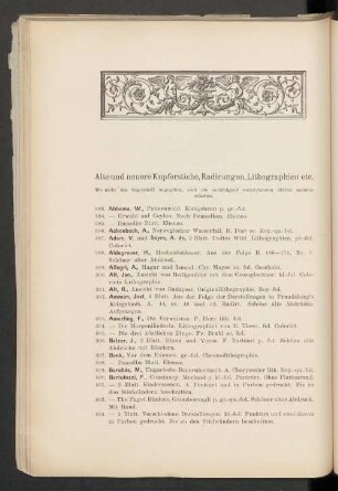 Alte und neuere Kupferstiche, Radirungen, Lithographien etc