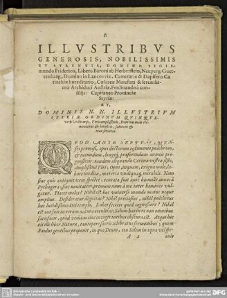 ILLUSTRIBUS GENEROSIS, NOBILISSIMIS ET STRENUIS, DOMINO Sigismundo Friderico, ...