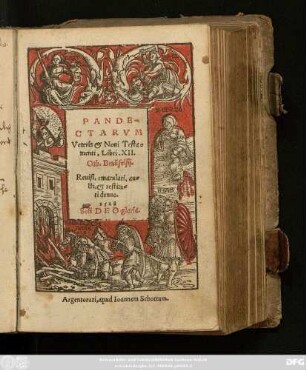 PANDE||CTARVM || Veteris et Noui Testa=||menti, Libri. XII.|| Oth. Bruñfelsij.|| Reuisi, emaculati, au=||cti, et restitu=||ti denuo.|| ... ||