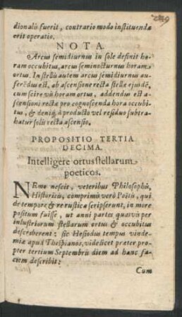 Propositio Tertia Decima. Intelligere ortus stellarum poeticos.