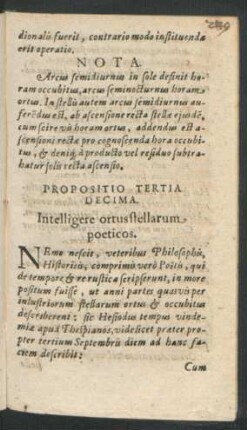 Propositio Tertia Decima. Intelligere ortus stellarum poeticos.