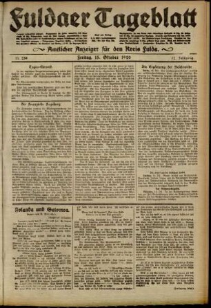 Ausgabe vom Freitag, den 15. Oktober 1920.