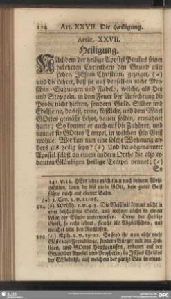Artic. XXVII. Heiligung