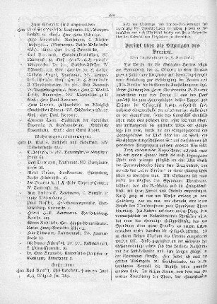 Bericht über die Sitzungen des Vereins