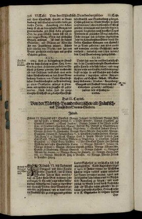 Das III. Capitel. Von den Märkisch-Brandenburgischen / alt-Fränkisch- und Preussischen Stamm-Gliedern.