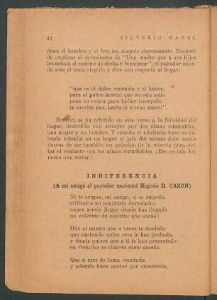 Indiferencia : (A mi amigo el payador nacional Higinio D. Cazón)