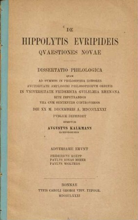 De Hippolytis Euripideis quaestiones novae
