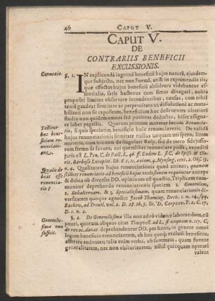 Caput V. De Contrariis Beneficii Excussionis.