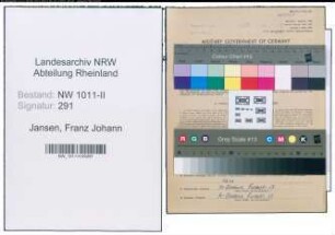 Entnazifizierung Franz Johann Jansen , geb. 30.08.1905 (Anzeigenvertreter)