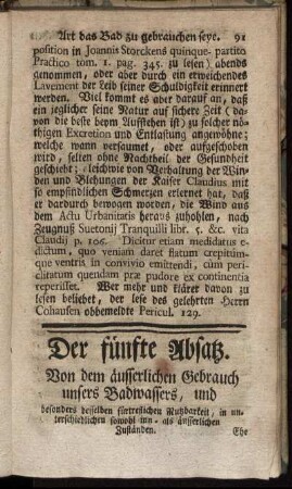 Der Fünfte Absatz. Von dem äusserlichen Gebrauch unsers Badwassers, und ...