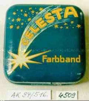 Blechdose für Schreibmaschinenfarbband "CELESTA Farbband" (Abbildung einr Sternschnuppe)