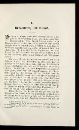 1, I. Abstammung und Geburt