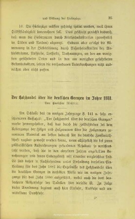 I.3. Der Holzhandel über die deutschen Grenzen im Jahre 1881